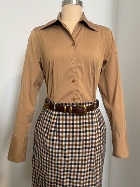 Vintage Camel Button Up Blouse